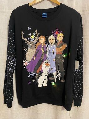 NWT Disney Frozen 2 Light Up Christmas Sweatshirt Olaf Elsa Anna Juniors XL